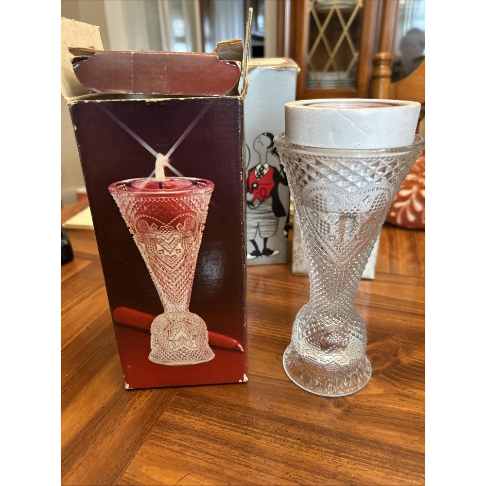 Vintage Avon Heart & Diamonds Convertible Candlestick Clear With Box